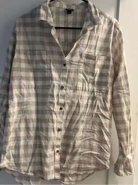 Patagonia Beige and Cream Plaid Button-Down Shirt